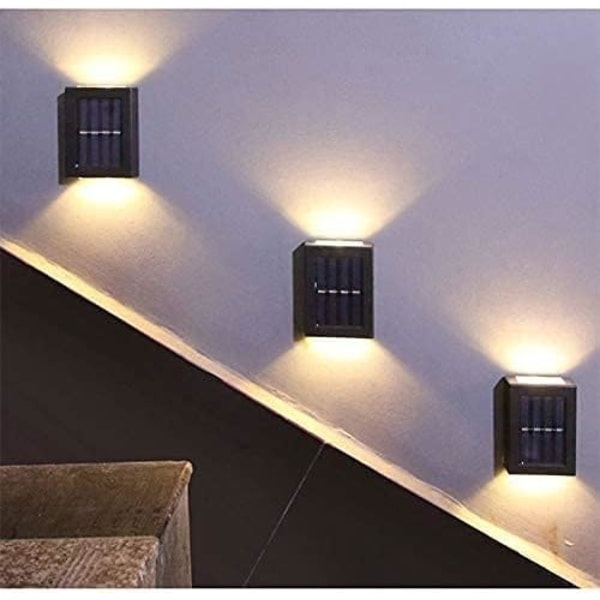 2 stk. Solar vegglampe vanntett utendørs LED vegglampe sol lys vegglampe dekorativ hage topp og bunn lys vegglampe CDQ