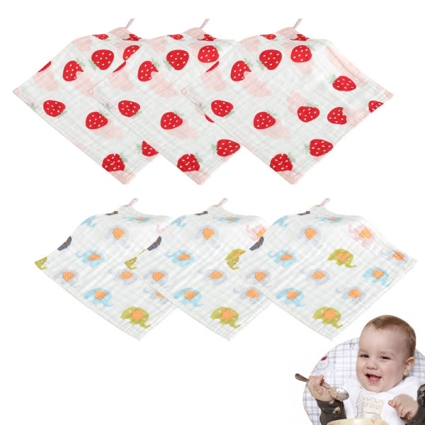 CDQ 6-deler sett med 6 lager fin bomullshåndduk for baby Supermjuk