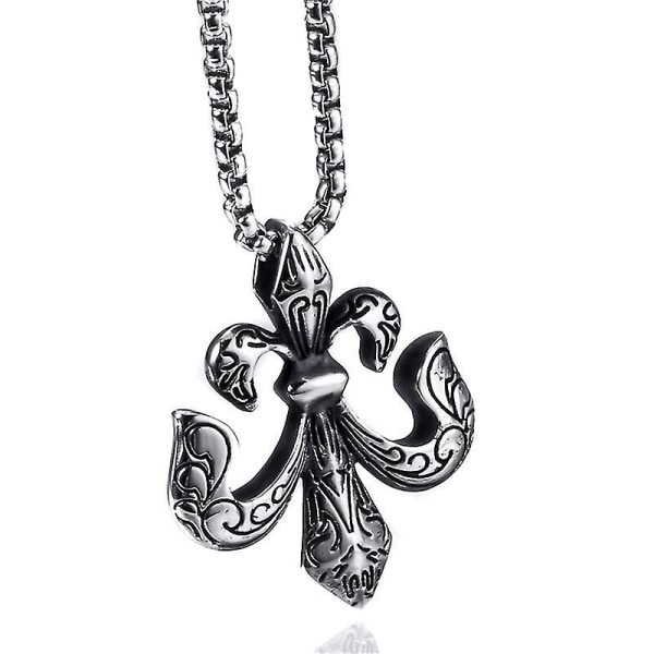 Elfasio Fleur De Lis -riipus, molemmin puolin riippuva kaulakoru, miehille, ruostumaton teräs, kaulaketju 18-30 tuumaa
