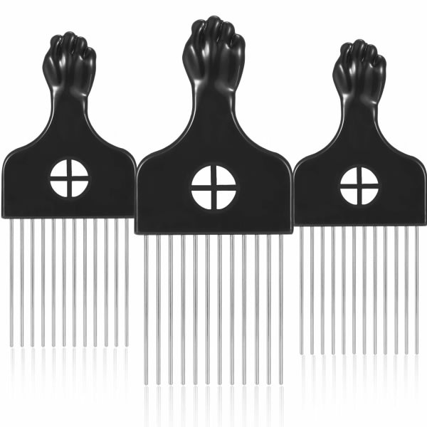 3-pak Afro Comb Metal Pick Comb Afro Braid Pick Frisör