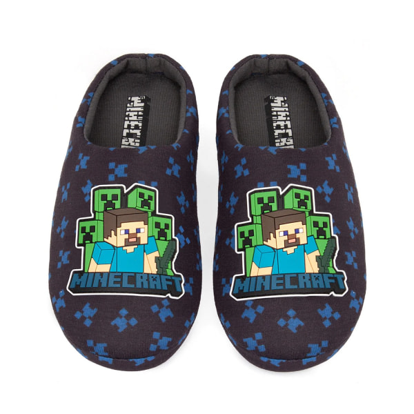 Minecraft Pojkar Creeper Tofflor 13 UK Barn Marinblå