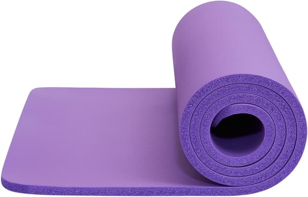 Yogamatta | Multifunktionell extra tjock skumträningsmatta | Stretching, styrketräning och terapi – Pilates, gymutrustning Purple
