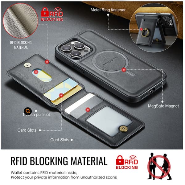 MAGKING iPhone 16 Pro Max K1 Serie Magnetisk Skal+Pung - Sort Sort