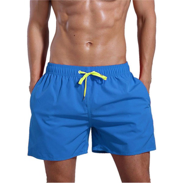 Ensfarvede hurtigtørrende shorts til mænd med elastisk snøre - blå - S - zdq