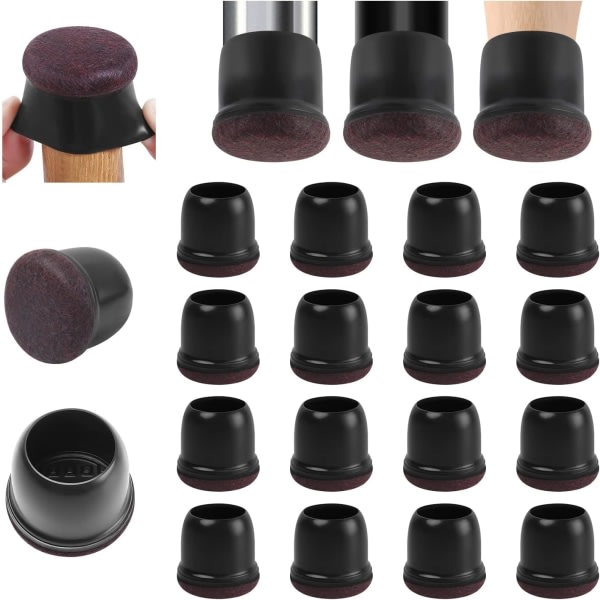 16-pack små svart silikonfiltlindade golvbeskyttelse, stolspetsar i gummi, benbeskyttelse for stolar, pro