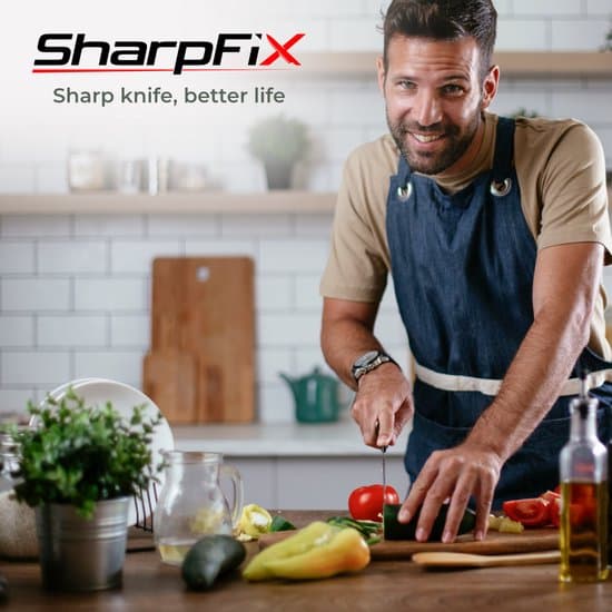 SharpFix 4-i-1 knivslip för köksknivar och saxar, diamant, keramik, volframstål, halkfri bas, svart/silver