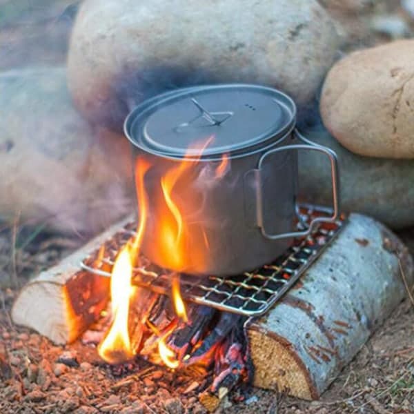 BBQ Grillnet Rustfrit Stål Net Rack Gitter Vandring Grill Hej Sølv Firkant