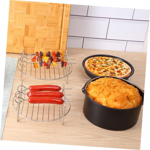 Airfryer tilbehørssæt, 5-delt bageform, kurv og riste, tåler opvaskemaskine, til 2,3 til 3,2 L airfryere, 6-tommer, sort