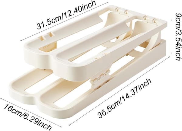 Eggstativ - Eggholder - Eggrull - Eggboks - 2 etasjer - Eggoppbevaring - Eggkurv - Eggorganisator - Automatisk rull...