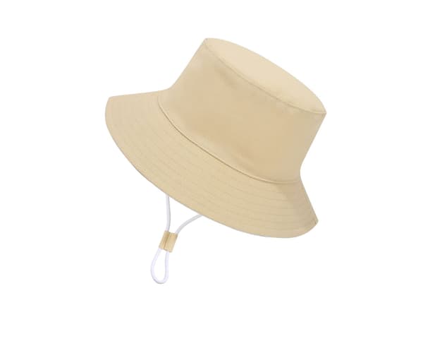 Baby Solhatt - Justerbar Fiskarhatt i Bomull-Linne för 2-3 År (Enfärgade) Bleached white