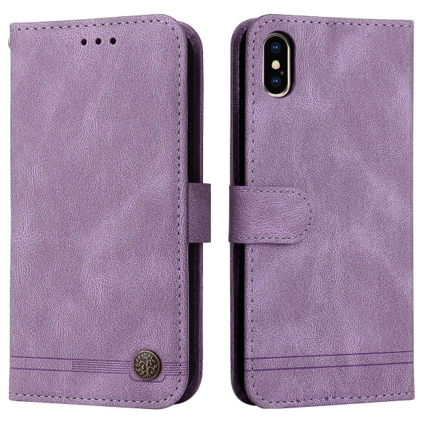Case För Iphone Xs Max Plånbok Flip Pu Cover Magnetstängning Flip Case Handväska Stil Med Kreditkortshållare Case - R Lila A
