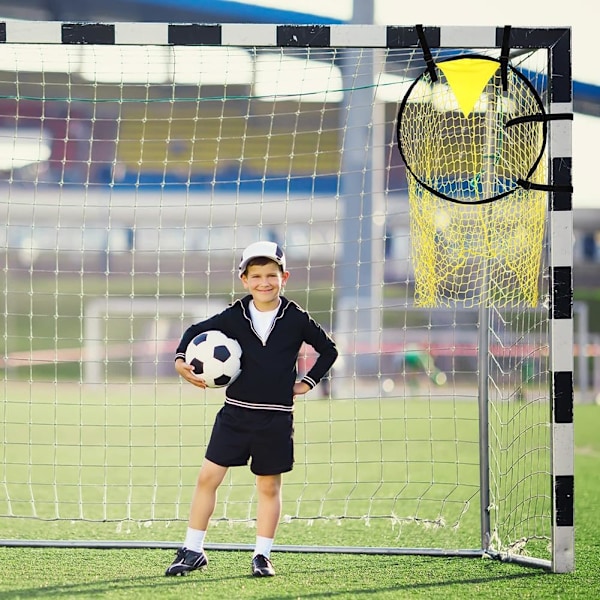 Fodboldmål med måltavle, Fodboldmål med øvre kurve, Fodboldmål i hjørnet, Fodboldskyde træning, Træningsudstyr, Gave Yellow17.72*23.62in