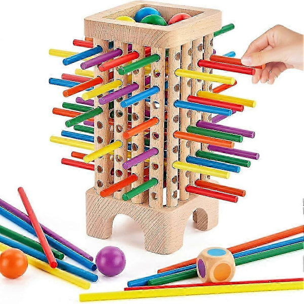 Treleker Brettspill, 42 Fargerike Pinner Terning Spill Matematikk Pedagogisk Leke, Familie Moro Ball Slipp Spill