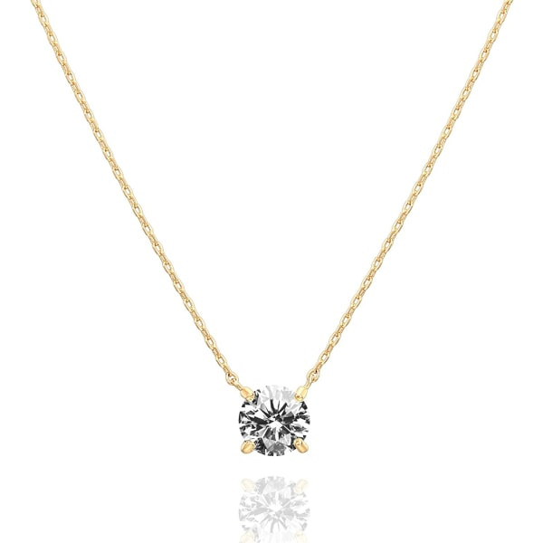CDQ 14K guldpläterad Swarovski Crystal Solitaire 1,5 karat (7,3 mm)