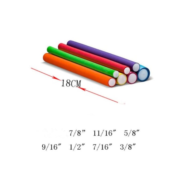 42-pakning Twist-flex stavar 7 størrelser Fleksibel Curl Sponge Set Hårskumruller Hot Roller Set (tilfeldig farge)