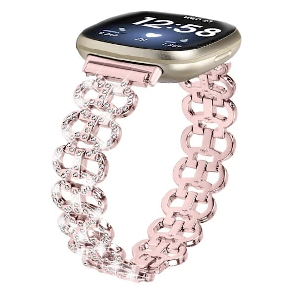 Fitbit Versa 3/Sense -älykellon ranneke, metalliseosranneke strassilla