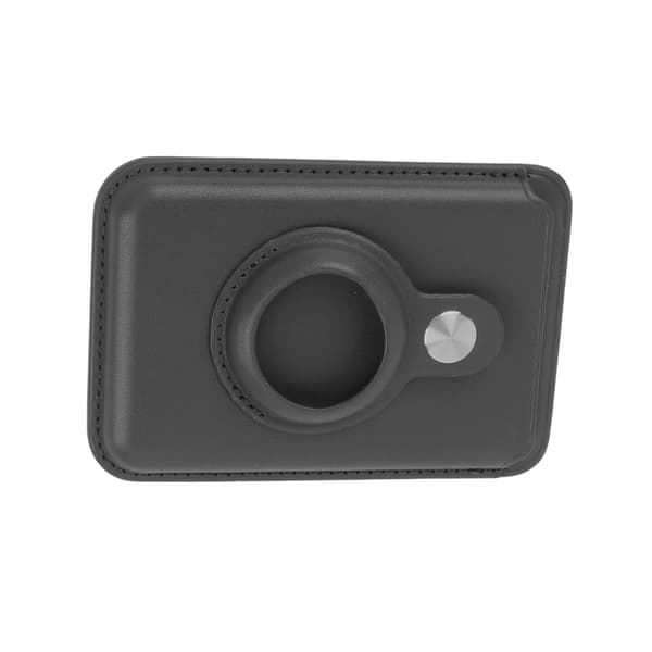 Magnetisk kortholder til Magsafe Tracker Case til IOS Locator 2 i 1 Læderbeskyttelsesetui til Iphone Sort