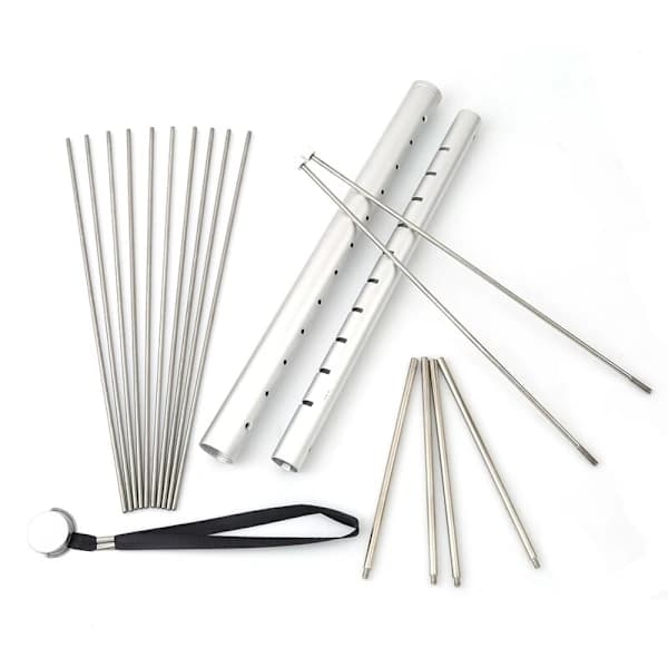 Bærbar foldbar grill i rustfrit stål og aluminium til bålmadlavning til camping, picnic, grill, sølv