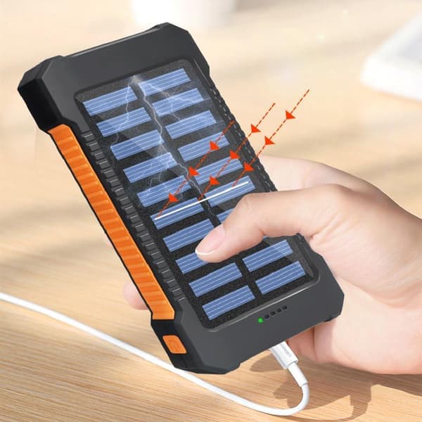 Solcelleoplader med 20000mAh kapacitet, sort Sort Svart 20 000