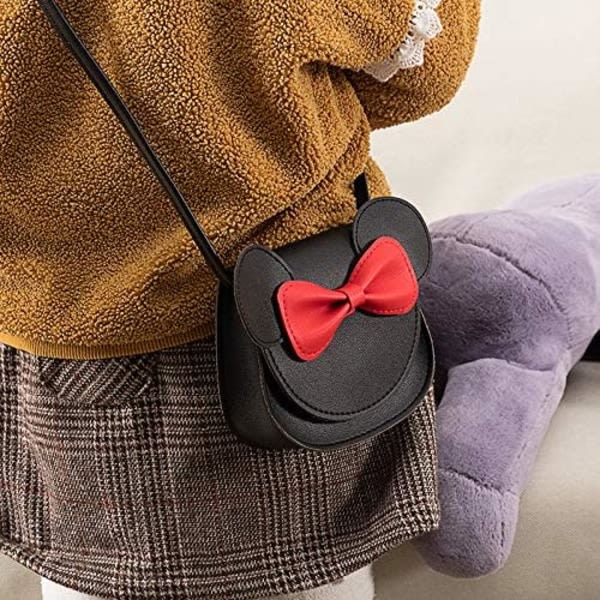 Little Mouse Ear Bow Crossbody-väska, PU-axelhandväska för barn, flickor, små