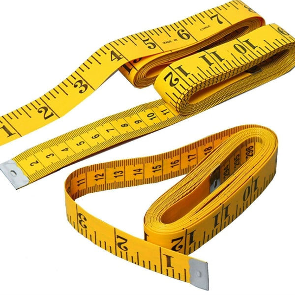 CDQ 3 st 300 cm / 1,8 cm dubbelskaligt mjukt måttband för sömnad av skräddartygslinjal (3M / 10 fot gul)
