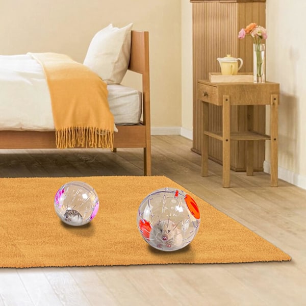 2-pack Hamsterbollar, 12 cm Hamster Hoppboll, Transparent Hamster Hopphjul Hoppboll, Rosa