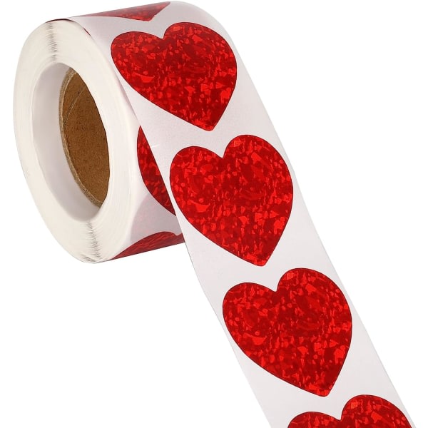 CDQ 500 st 3,8 cm hjerteklistermærker, røde hjerteklistermærker Bröllops alla hjertens dag hjerteklistermærker