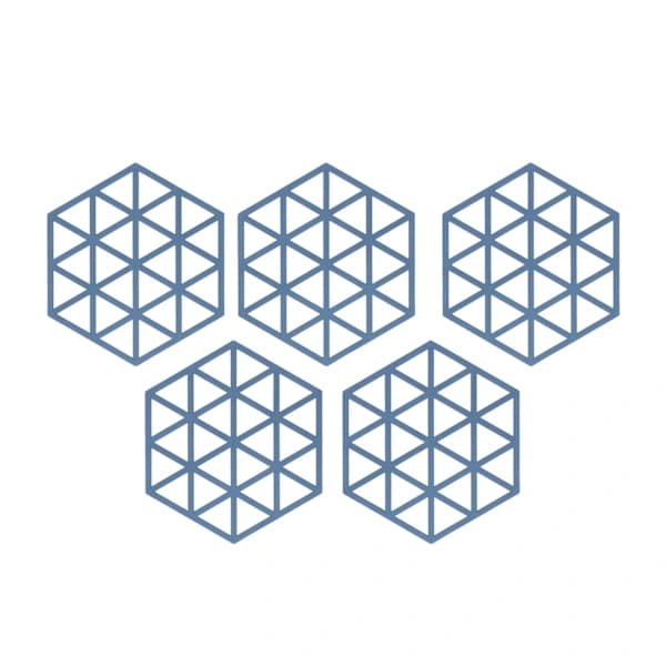 1st Table Mat Geometric Hexagonal Hollow Silicone Blue Insulation Pads for Chicken Restaurant Tea Coffee Cup