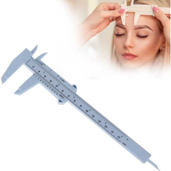 CDQ Återanvändbar Vernier-ok for å måle øyebryn, 150 mm DIY-ögonbrynslinjalmall