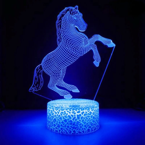 3D Häst Nattljus Bord Skrivbord Optisk Illusion Lampor 16 färgskiftande lampor LED Bordslampa Xmas Hem Kärlek Födelsedag