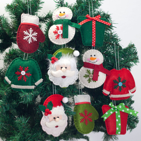 CDQ 10 set söta julgransdekorationshängen Tyg Kläder Presentförpackning Handskar Liten presenthängande set