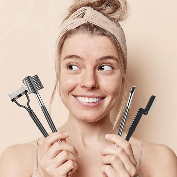 Øjenbrynsbørste & Øjenvippeseparatorsæt - 4 Dele - Professionelle Make-up Værktøjer - Spoolie & Øjenvippekam