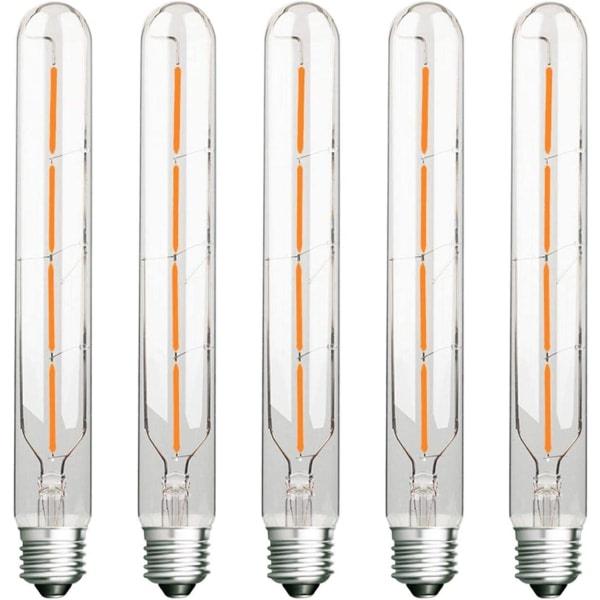 CDQ Paket med 5 långa rörlampor, Edison LED-tråd, 6W varmvit
