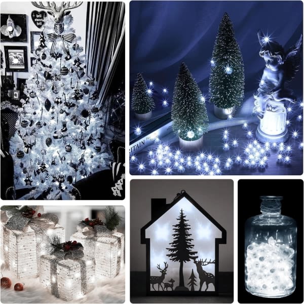 50 kpl LED-pallolamppu - Mini-LED-ljusbollar festdekoration - Runda, färgglada blinkande lampor för jul, födelsedagar, bröllop och mer White