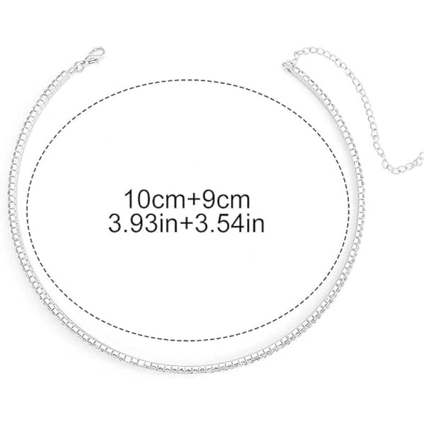 Rhinestone Choker Halskæde Sølv Diamant Række Halskæde Glitrende Krystal Halskæde Kæde Smykker Mode Minimalistisk Fest Bal