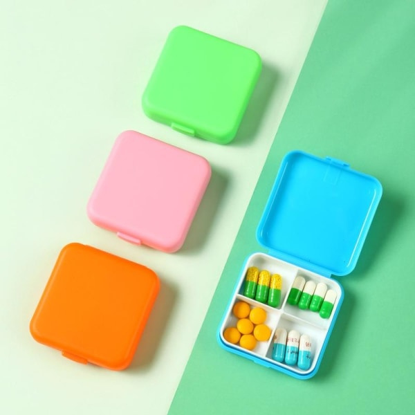 Tablettdoseringsask pillerburk medicinlåda pillerbehållare 4 fack orange orange