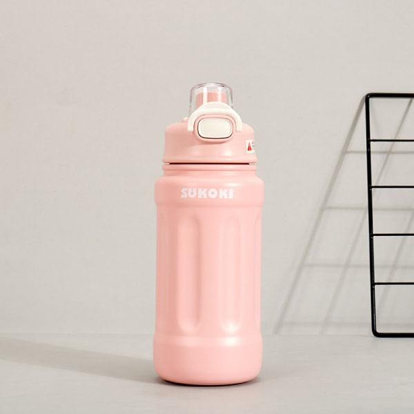 316 rustfritt st?l stor kapasitet isolering kopp m?n och kvinnor halm sport vattenflaska Rosa 800ML
