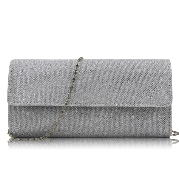 Kvällsclutch, Kuvert Clutch Aftonväska för Kvinnor, Glittrande Kvällsväska Silver