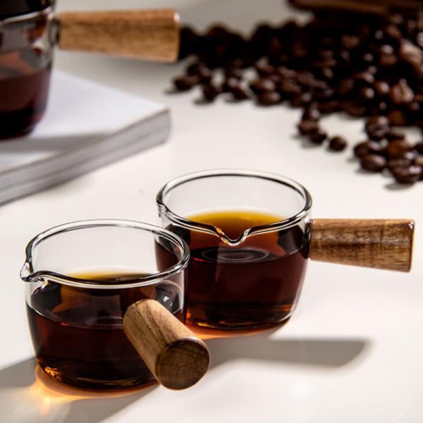 Multifunktionel smagsprøve kaffe mini mælkekop håndtegnet sød brun 80ml