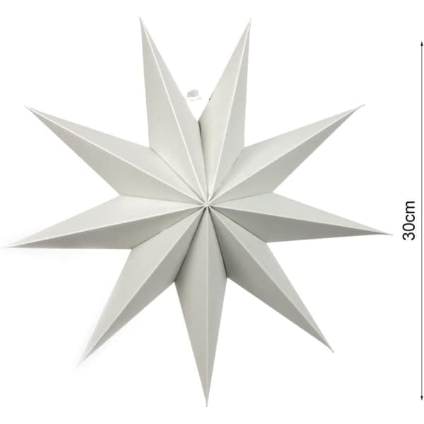 CDQ 30 cm paper star set med 3 vikbara stjärnor Nonagon