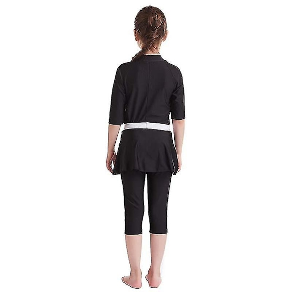 Perfekte jenter Barn Muslimske badetøy Islamsk badetøy Mild hud Burkini badetøy Strandklær - Perfet Black Black 7-8 Years