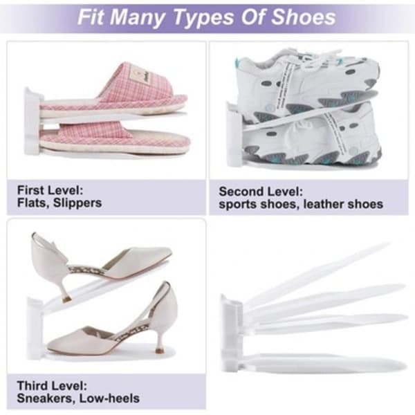 10-pack Shoe Rack Organizer, 3-Tier Flexible Adjustable Shoe Stackers