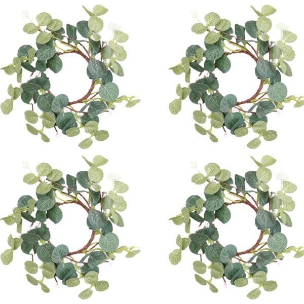 CDQ 4st pelare ljusringar, eukalyptusblad kransar vihreä