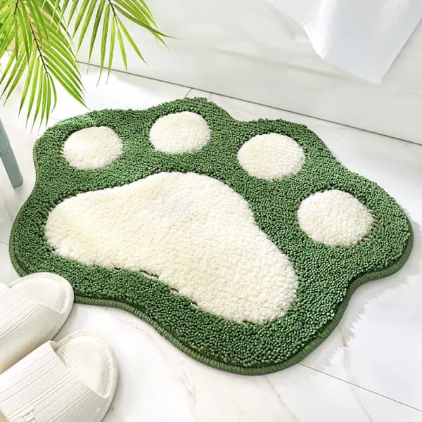 Paw-shaped Non-slip Bathroom Mat 45x60cm Soft Microfiber Water Absorbent Thick