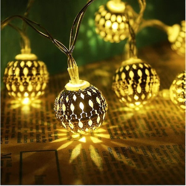 Globe String Lights Plug-in Metal Ball Fairy Lights, Anslutbar med bakplugg, Justerbar Med Multi Modes, Nyhetsdekorationer til jul, Hallo zdq