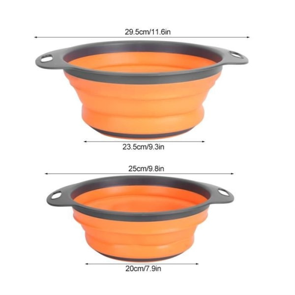 (Orange L+S)Hopfällbar droppkorg för frukt och grönsaker