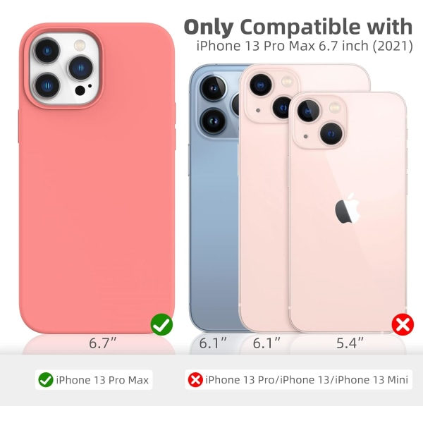 för iPhone 13 Pro Max telefonfodral 6,7 tum, [Stötsäker][anti-scratch] Slim flytande fodral Protective Bumper 2021 (Korall)