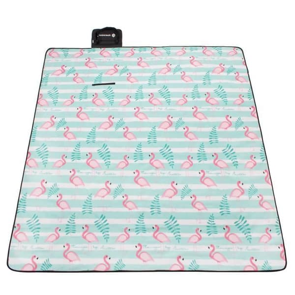 SPRINGOS® sammenleggbart og bærbart piknikteppe - Flamingoer - 200 x 200 cm - Vanntett mångfärgad