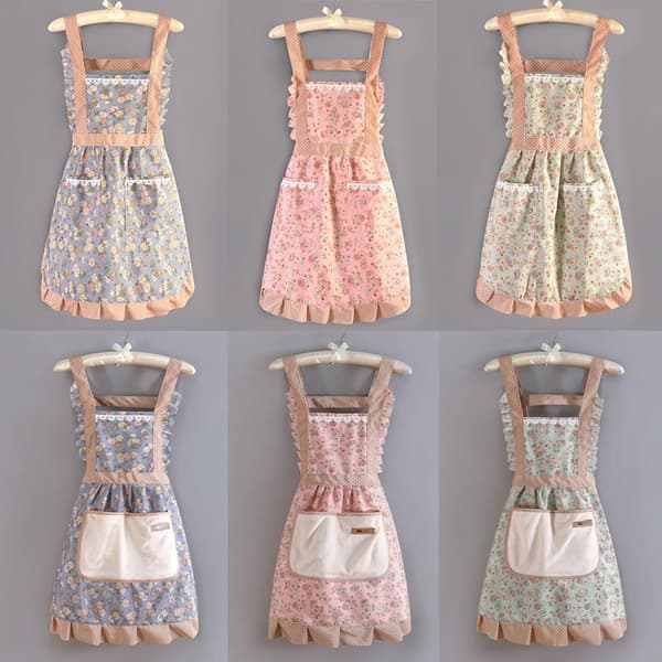 Køkkenforklæde Prinsesseforklæde BLÅ ALMINDELIG LOMME ALMINDELIG blå blue ordinary pocket-ordinary pocket
