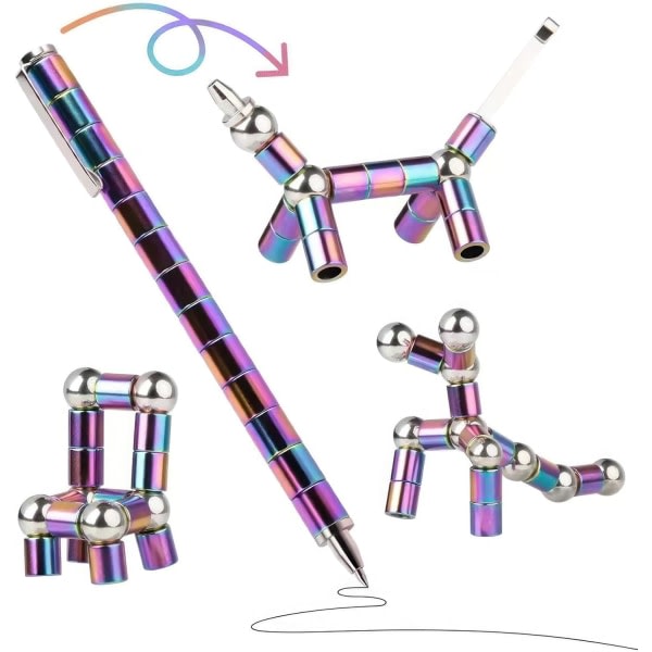 Magnetic Fidget Pen - Rolig multifunksjonell skrivleksak for tonåringer | Bra presentidé for pojkar och flickor i åldrarna 10-15 svart